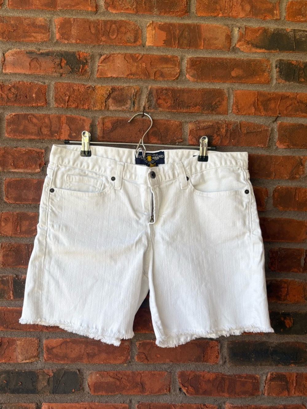 Lucky Brand White Denim Frayed Hem Shorts